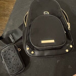 Steve Madden Black Backpack with Gold Details